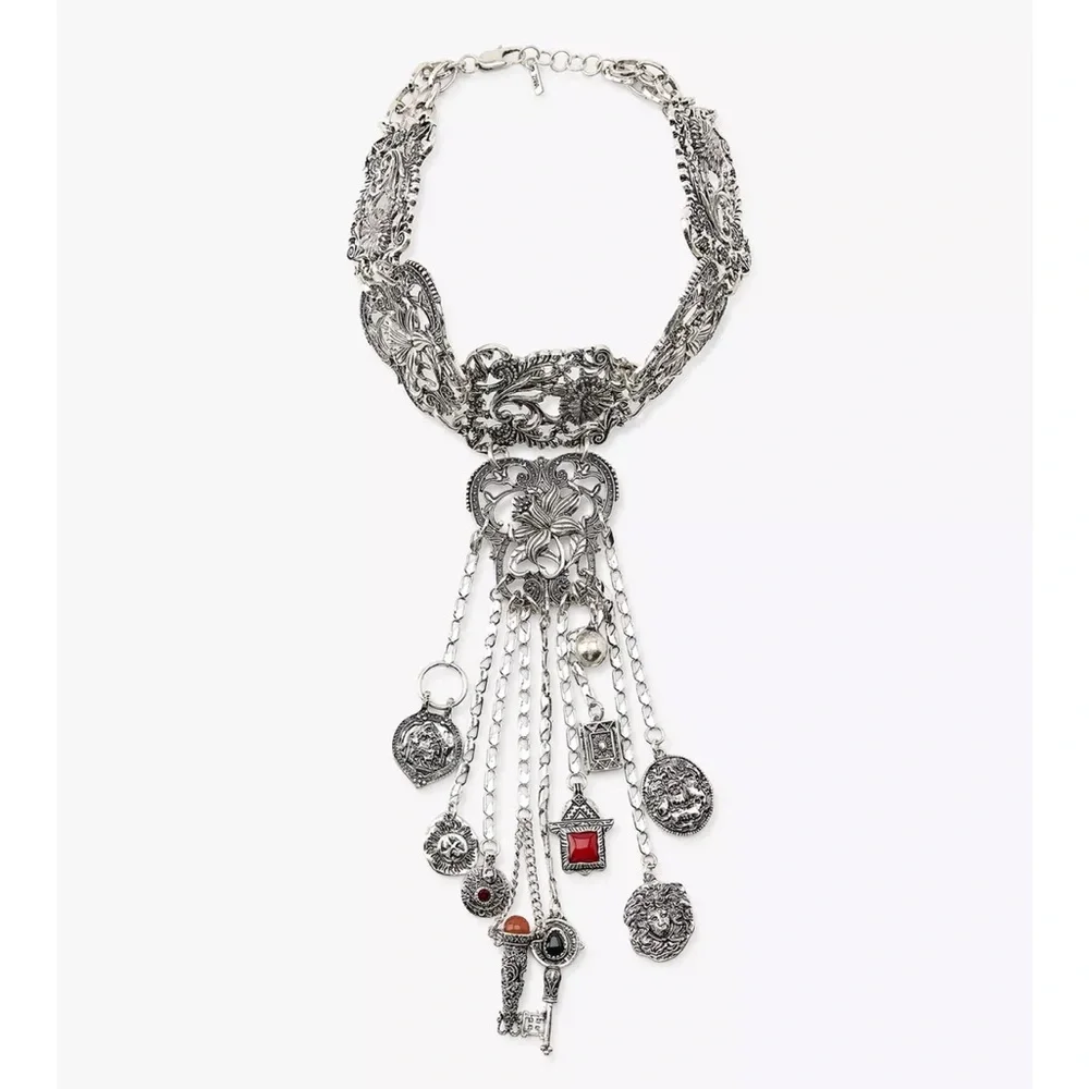 Zara NWT flower charm choker necklace 4548/099 - Picture 2 of 8